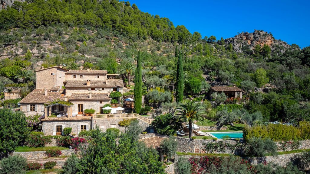 Son Salas luxury finca exterior in Sóller Mallorca surrounded by olive groves